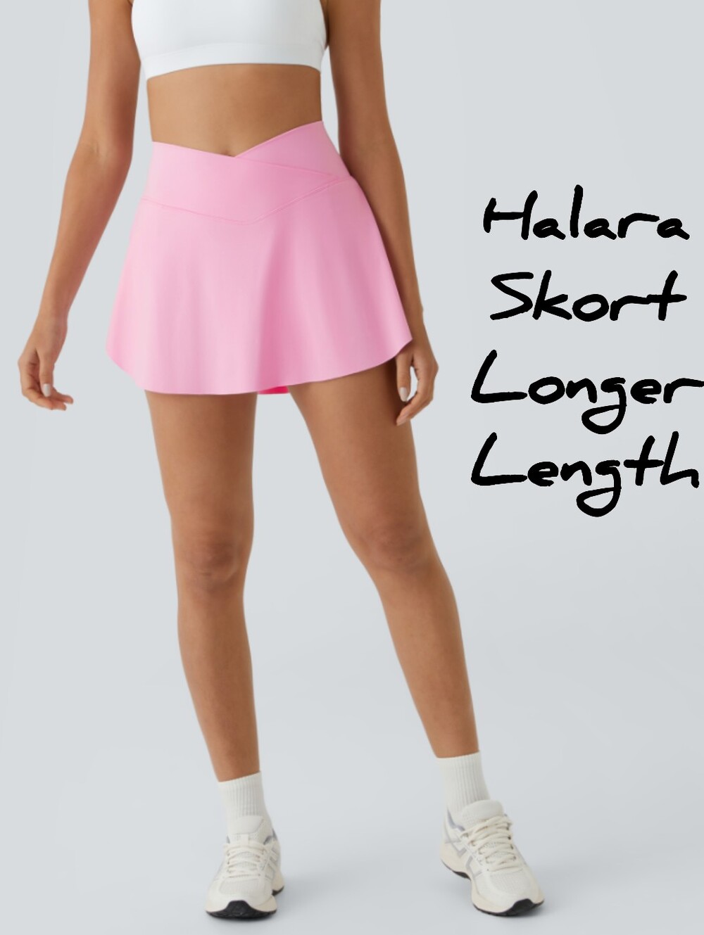 NEW Halara Longer Length Crossover Waist Active Skort Nosegay Pink Sz L NWT